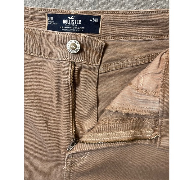 Hollister Ultra High-Rise Dad Jean Brown Cargo Straight Leg Pants W24R 00R - Picture 6 of 9